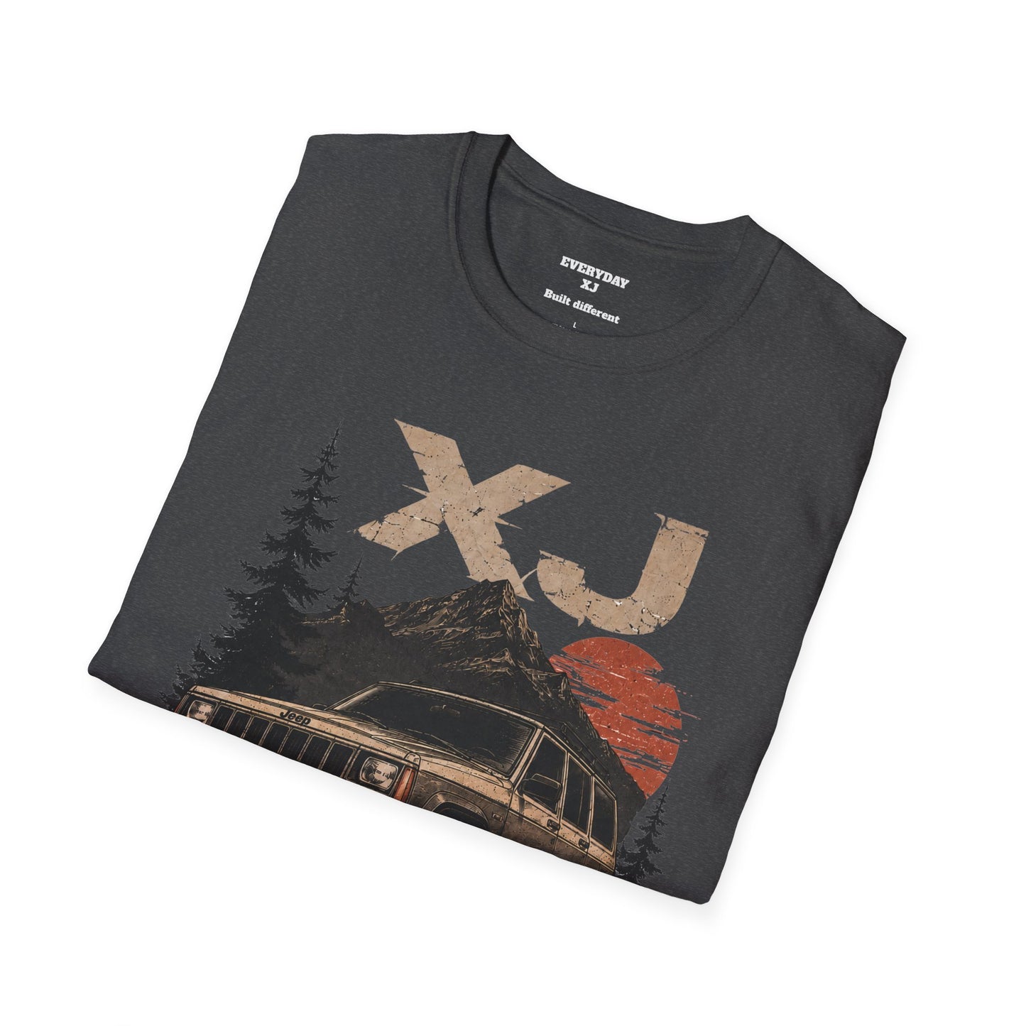 XJ Vintage Off-Road T-Shirt — 'Built Different' SUV Mountain Graphic